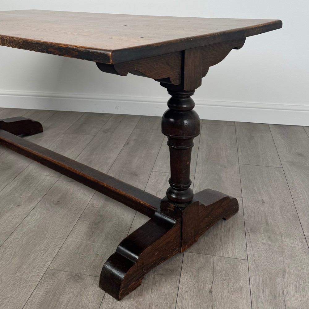 Antique 20th Century Good Quality Dining Table In Oak View V