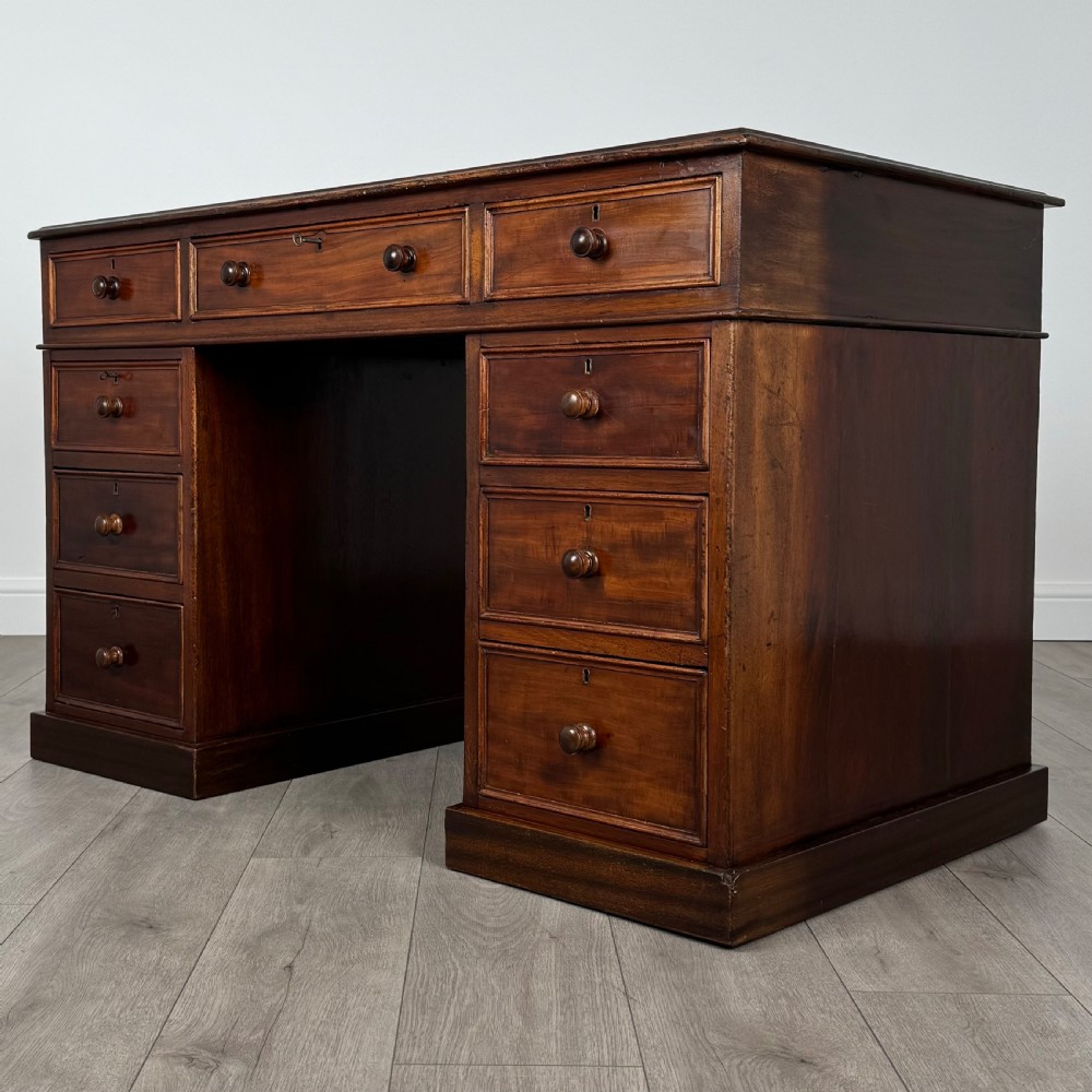  Antique 19th Century Pedestal Desk In Mahogany View II
