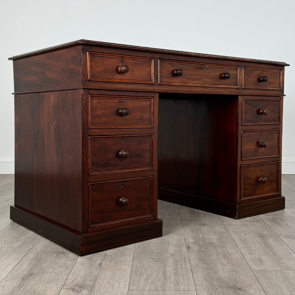  Antique 19th Century Pedestal Desk In Mahogany View VIII