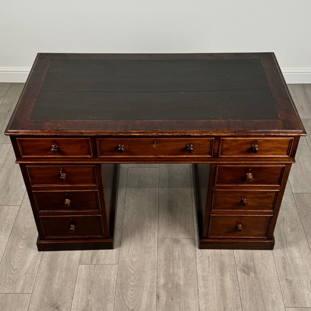  Antique 19th Century Pedestal Desk In Mahogany View IX