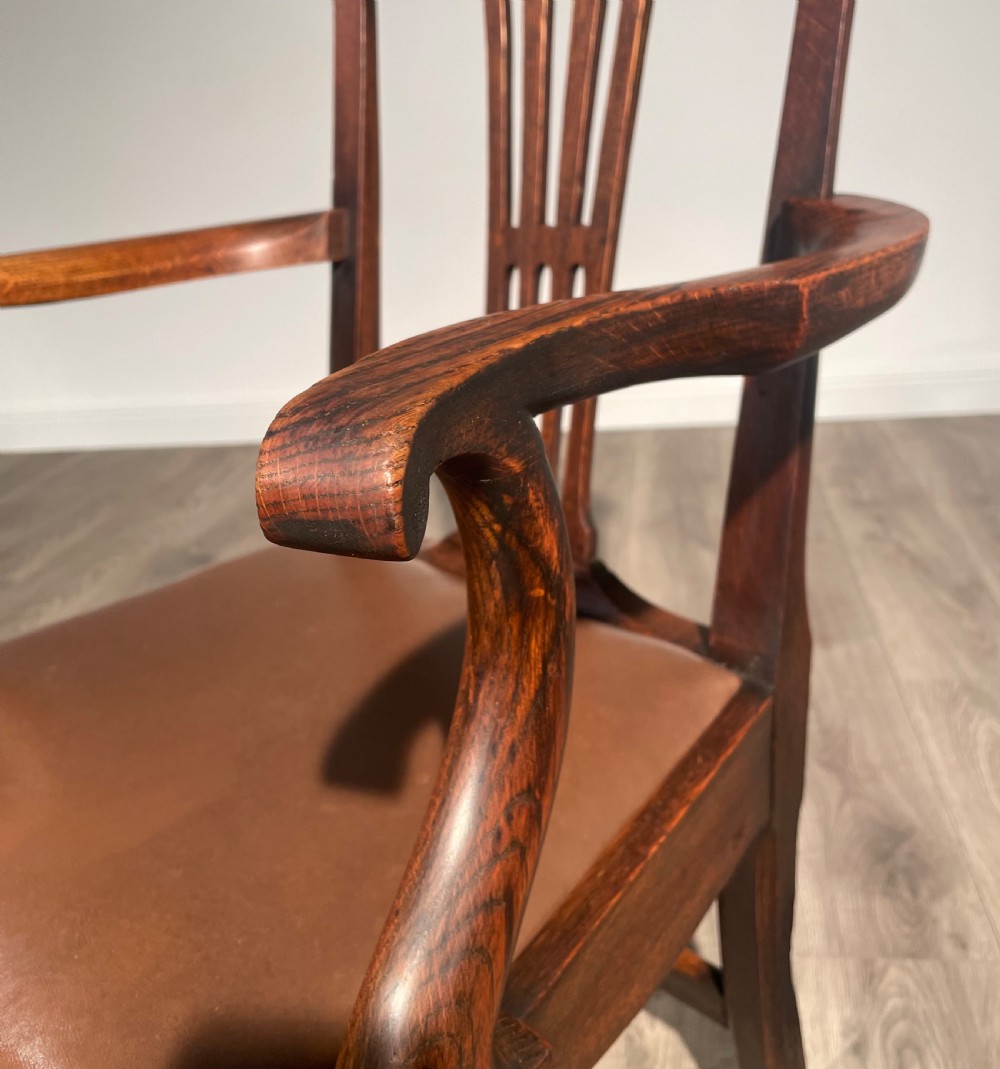 Antique Edwardian Armchair / Office Chair In Oak  View IV