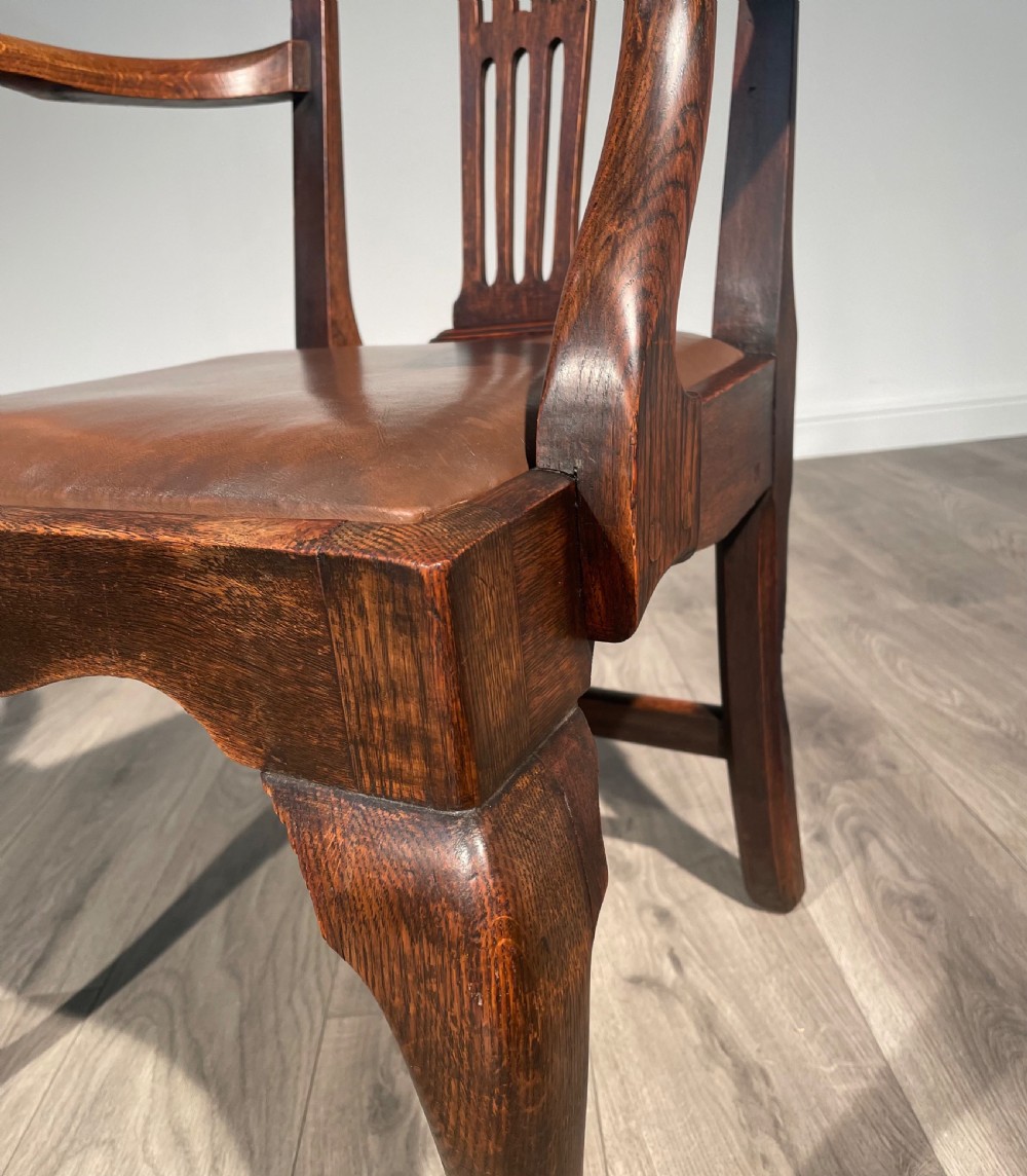 Antique Edwardian Armchair / Office Chair In Oak  View V
