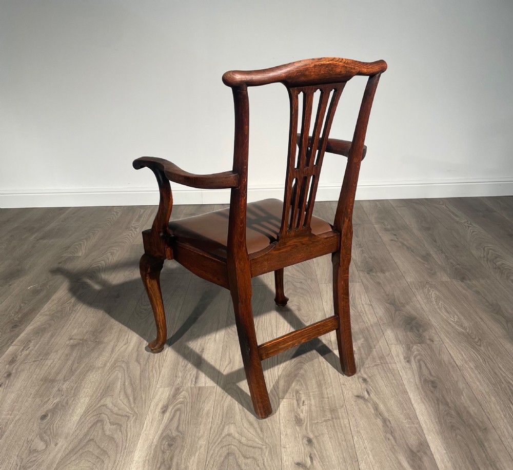 Antique Edwardian Armchair / Office Chair In Oak  View IX