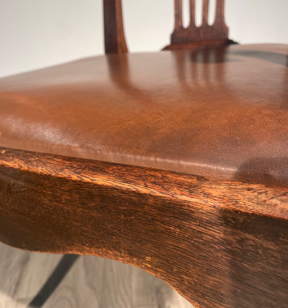 Antique Edwardian Armchair / Office Chair In Oak  View XIV