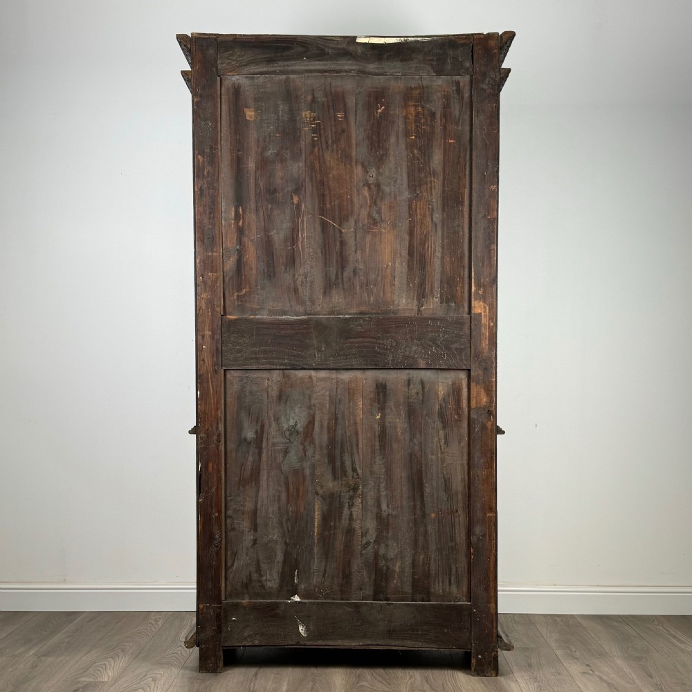 Antique 19th Century Heavily Carved French Breton Cabinet In Chestnut  View VI