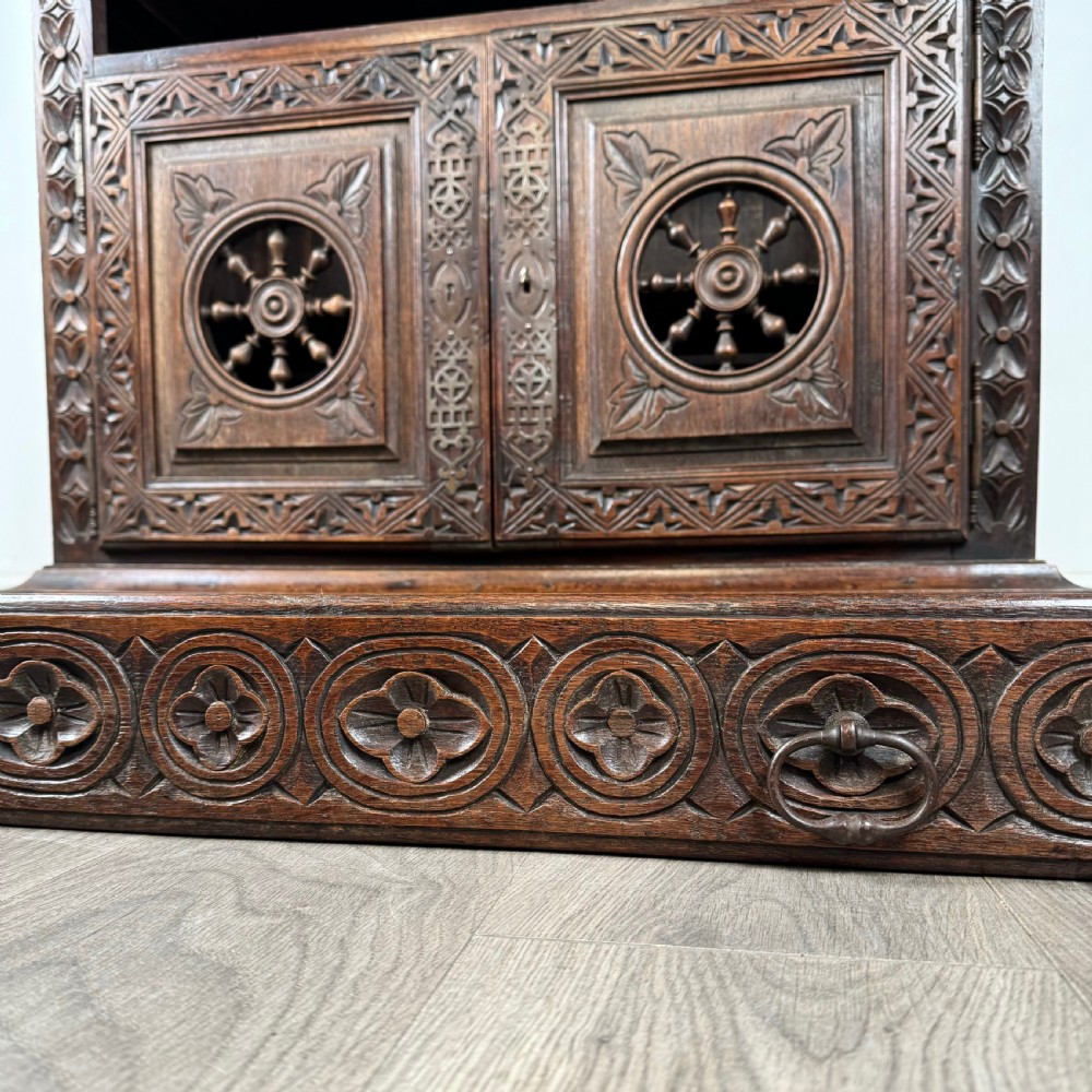 Antique 19th Century Heavily Carved French Breton Cabinet In Chestnut  View XII
