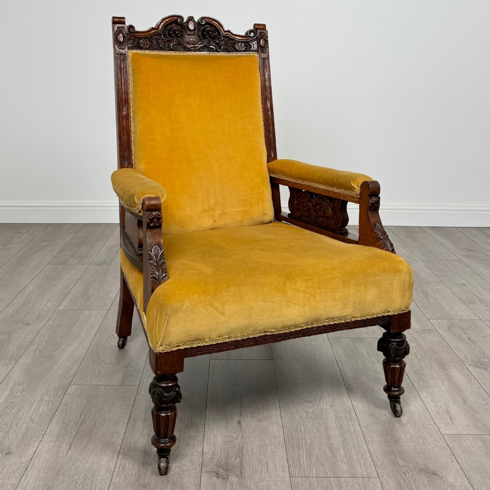 Antique 20th Century Pair Of Carved Oak Armchairs  View VIII