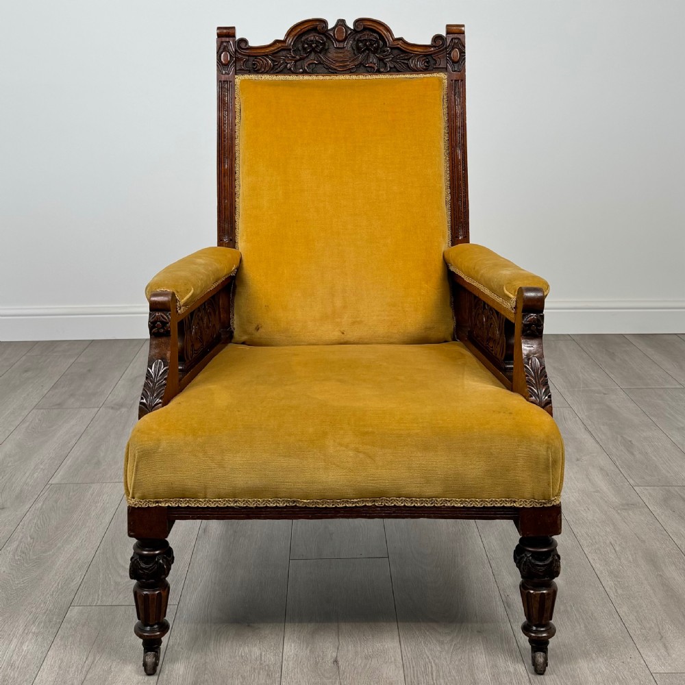 Antique 20th Century Pair Of Carved Oak Armchairs  View IX