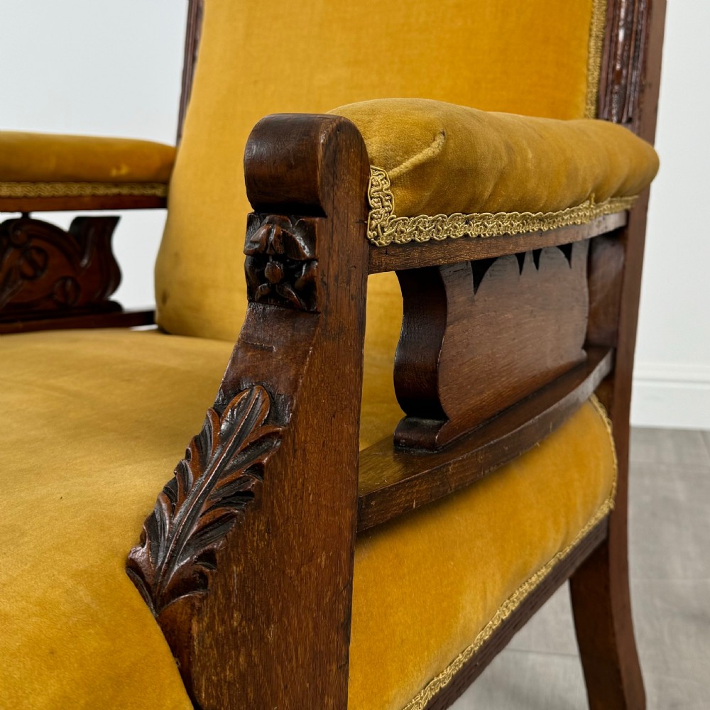 Antique 20th Century Pair Of Carved Oak Armchairs  View X