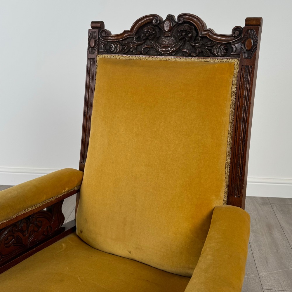 Antique 20th Century Pair Of Carved Oak Armchairs  View XI