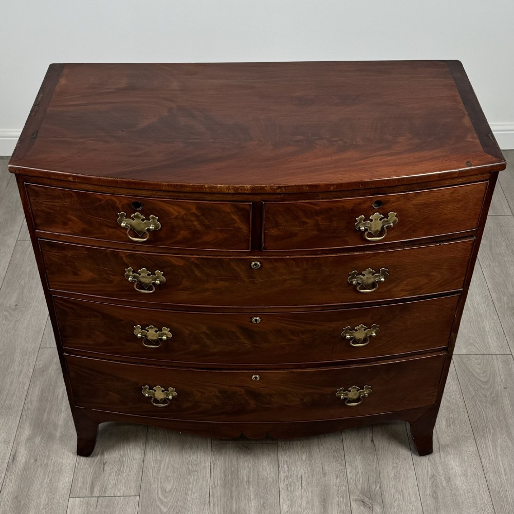 Antique 19th Century Mahogany Bow Fronted Chest Of Drawers  View IX