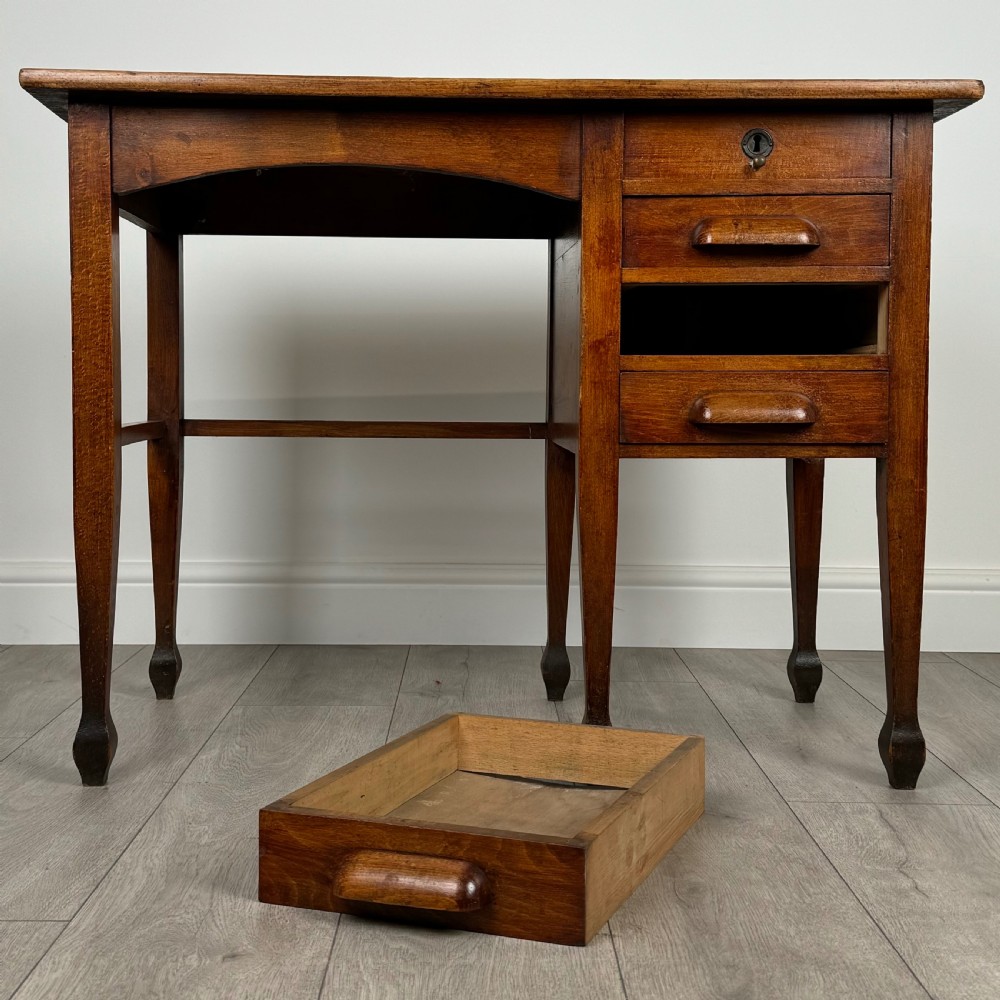 Antique 20th Century Small Oak Desk Of Fine Quality  View X