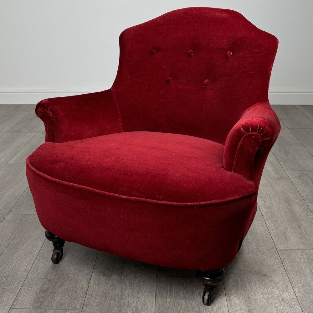 Antique 20th Century Tub Chair / Armchair In Mahogany 