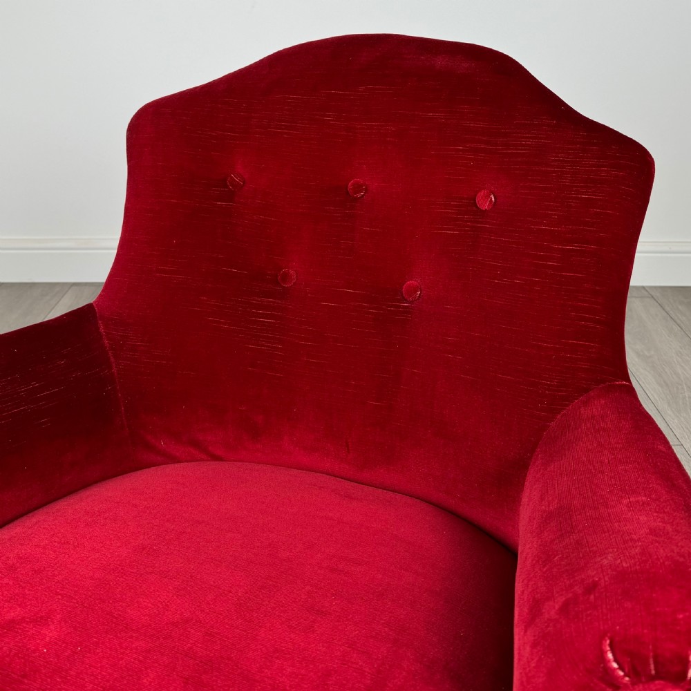 Antique 20th Century Tub Chair / Armchair In Mahogany  View IX