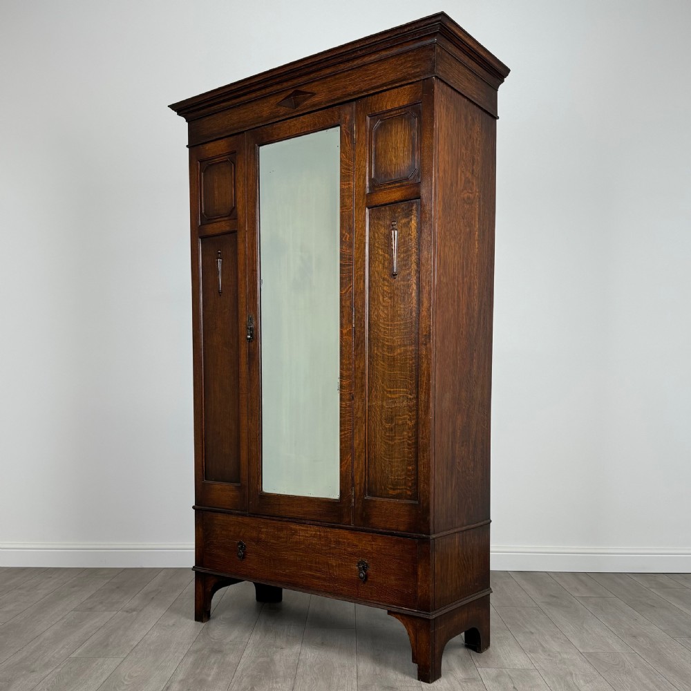 Antique 20th Century Jacobean Style Wardrobe In Oak View III