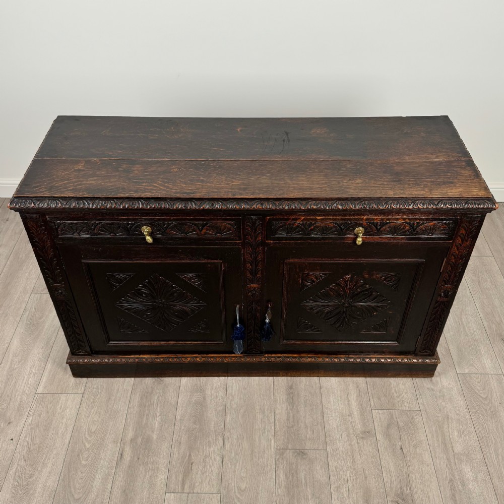 Antique 19th Century Heavily Carved Sideboard In Oak  View IX