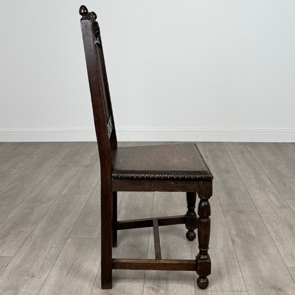 Antique 19th Century Pair Of Carved Bedroom Chairs In Oak  View VII