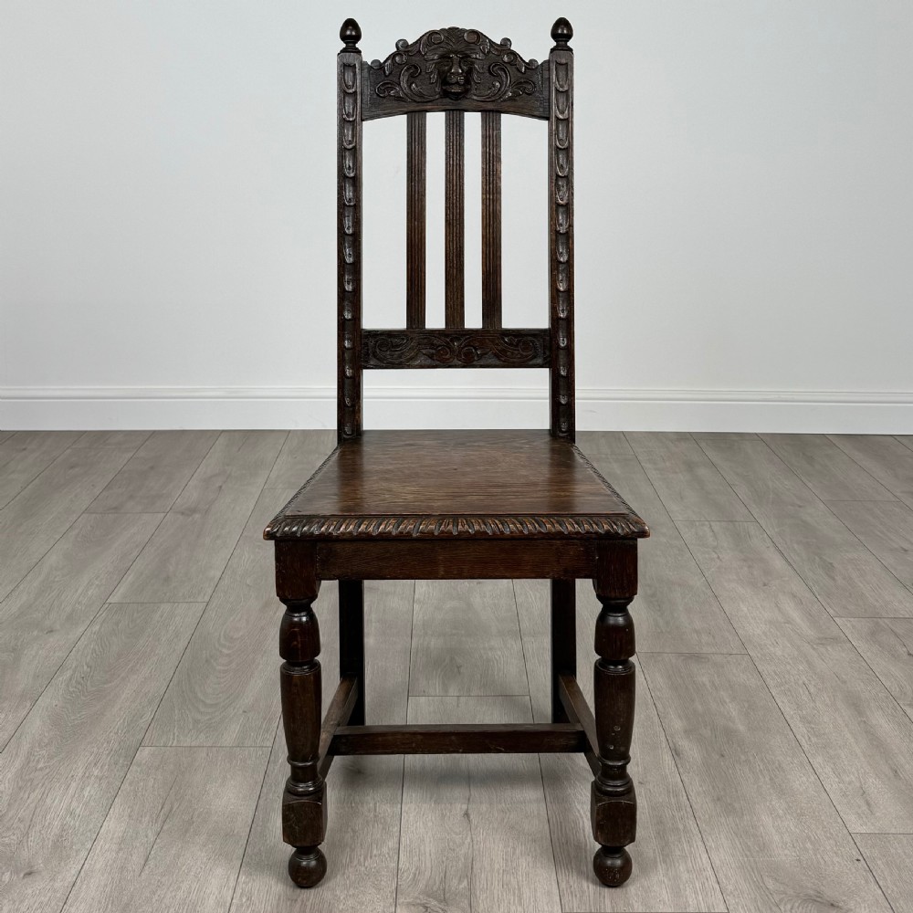 Antique 19th Century Pair Of Carved Bedroom Chairs In Oak  View IX