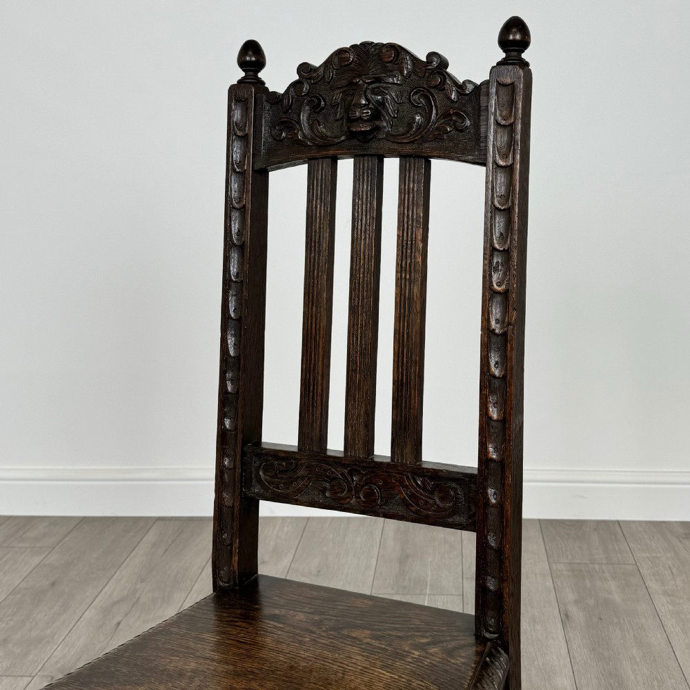 Antique 19th Century Pair Of Carved Bedroom Chairs In Oak  View X