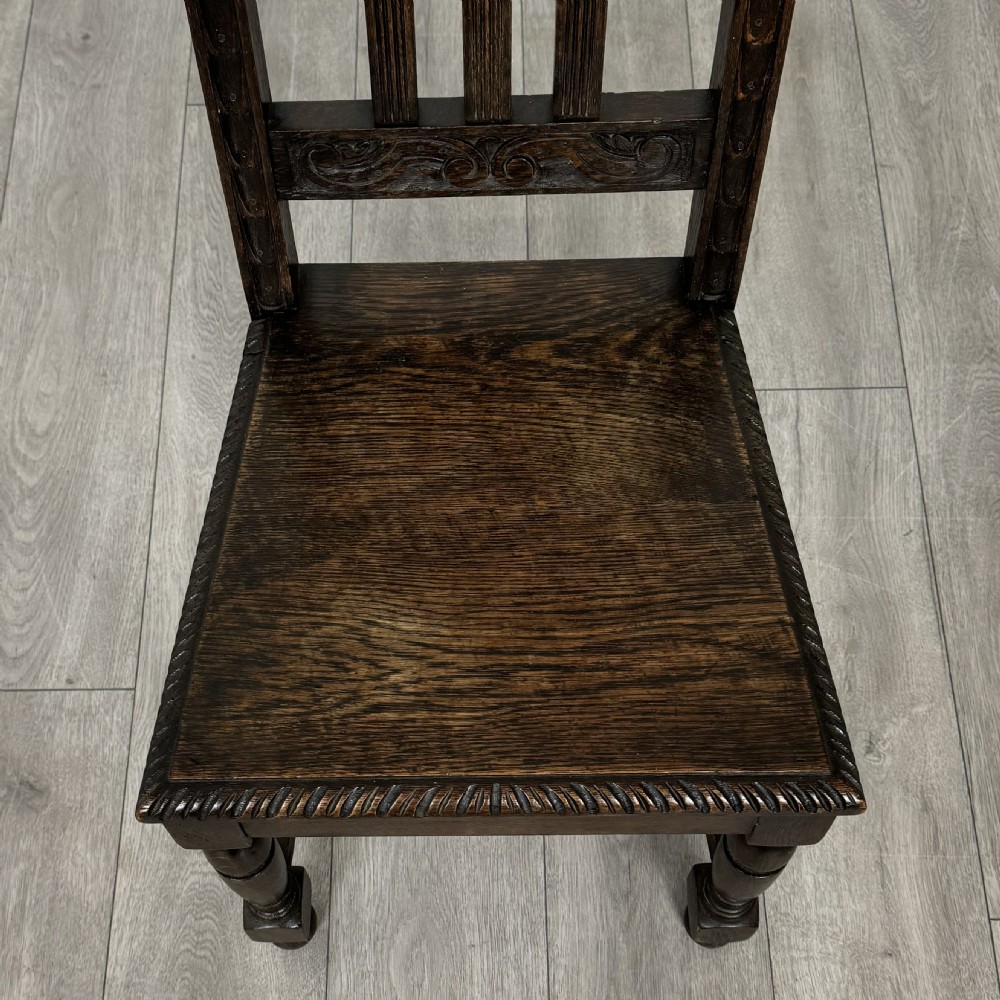 Antique 19th Century Pair Of Carved Bedroom Chairs In Oak  View XIII