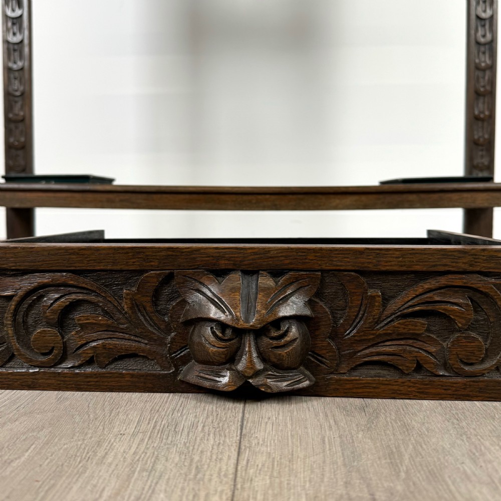 Antique 19th Century Fine Quality Carved Oak Hall Stand  View XV