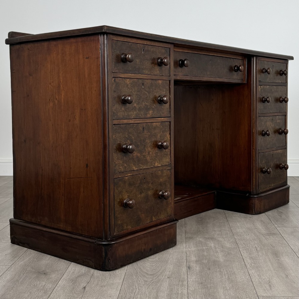  Antique 19th Century Pedestal Desk In Walnut  View VIII