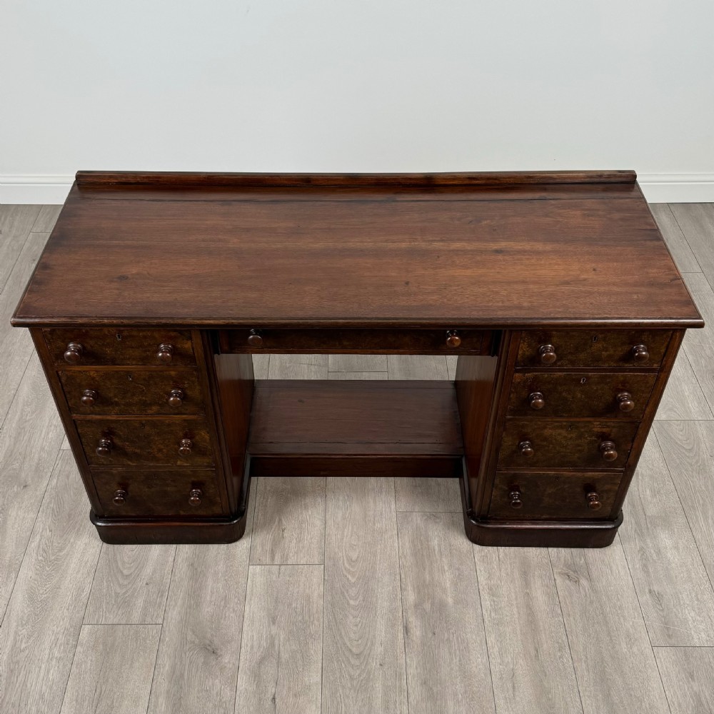  Antique 19th Century Pedestal Desk In Walnut  View IX