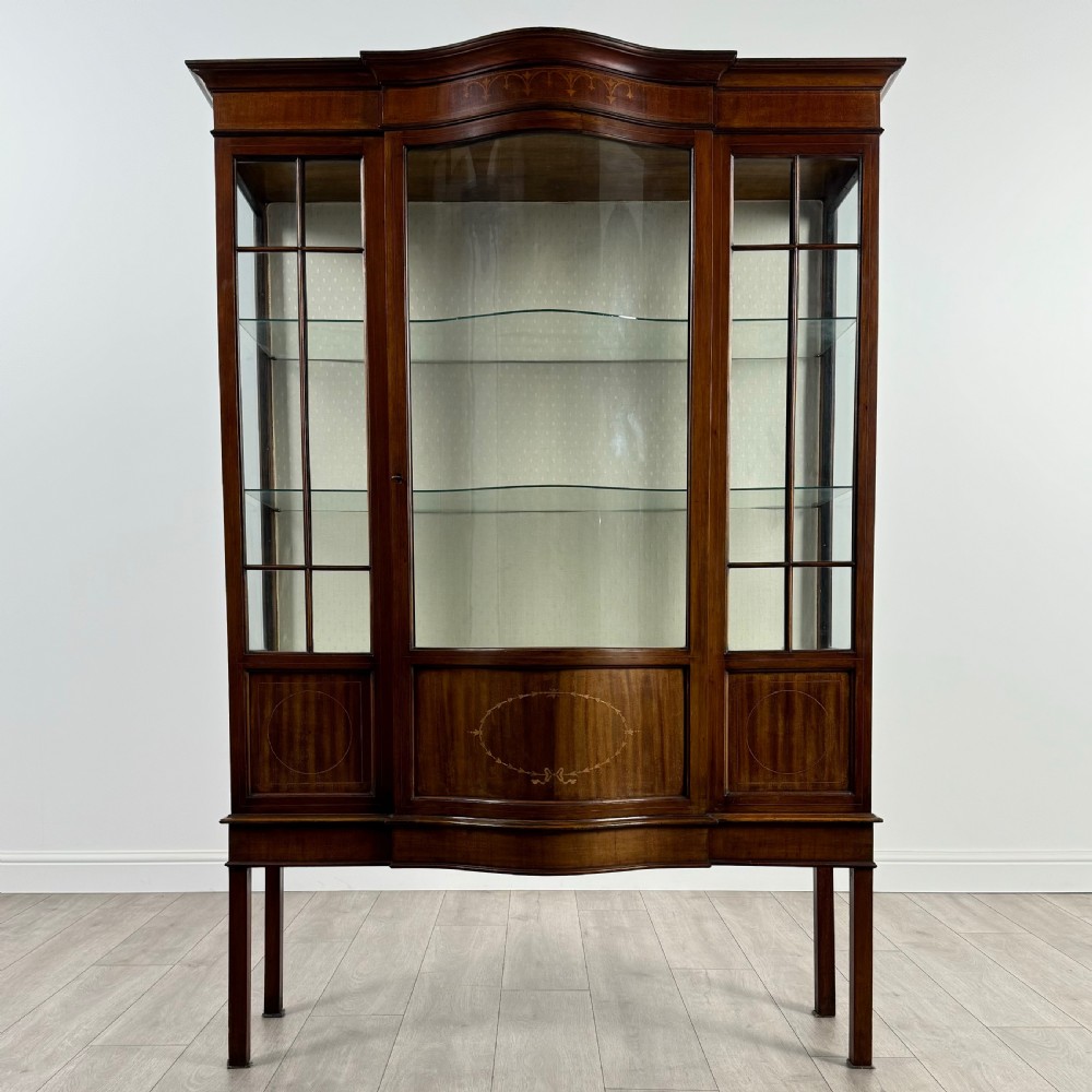  Antique 20th Century Glazed Display Cabinet In Mahogany 