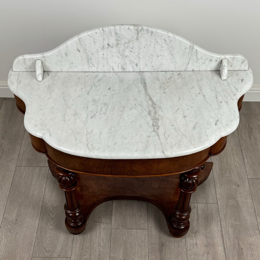  Antique 19th Century Marble Top Washstand In Mahogany  View X