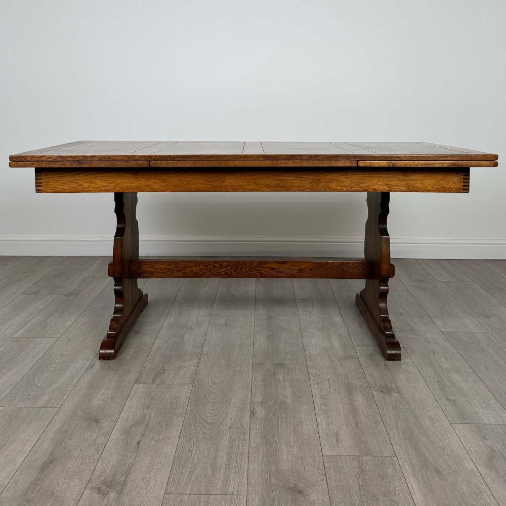  Antique 20th Century Draw Leaf Dining Table In Oak  View II