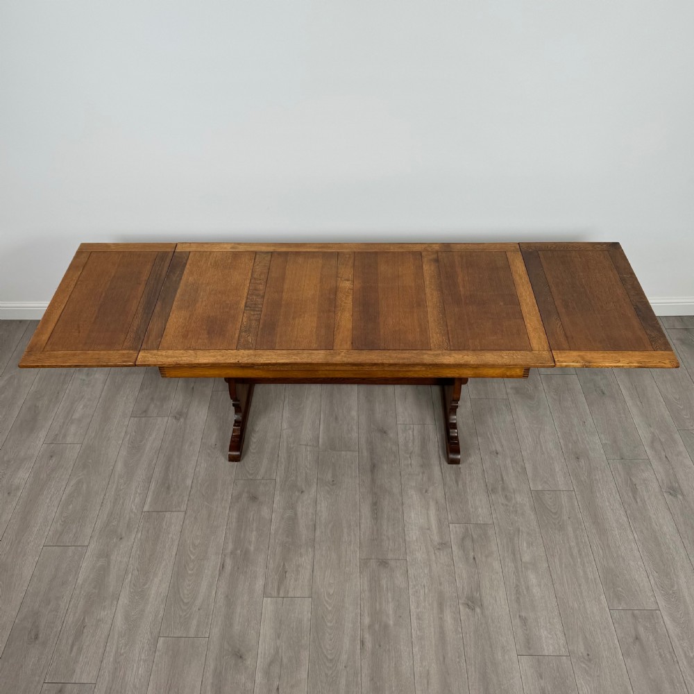  Antique 20th Century Draw Leaf Dining Table In Oak  View V