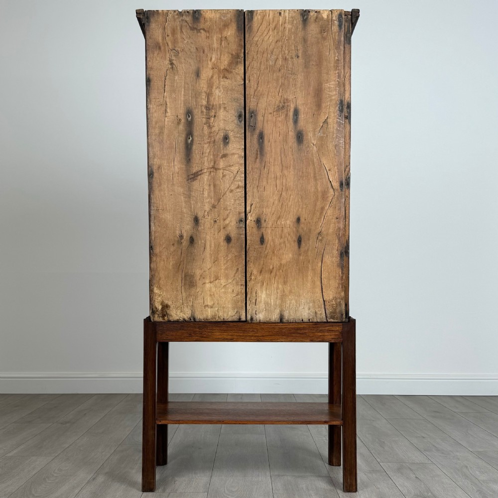 Antique 19th Century Small Oak Cupboard On Stand  View VI