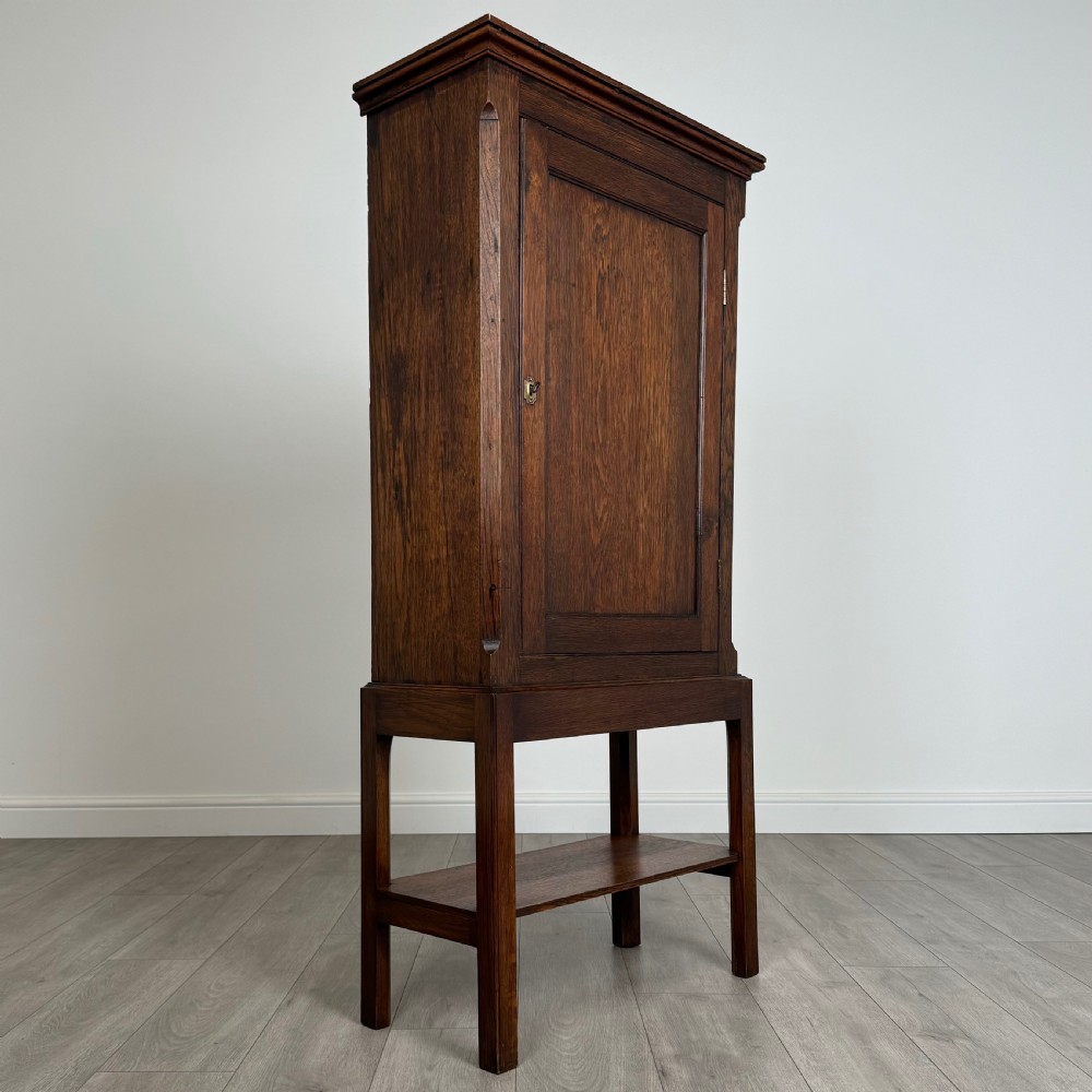 Antique 19th Century Small Oak Cupboard On Stand  View IX