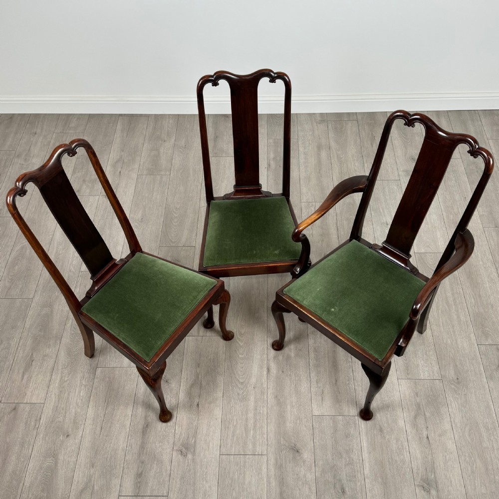  Antique 20th Century Set Of 6 Queen Anne Style Dining Chairs View III