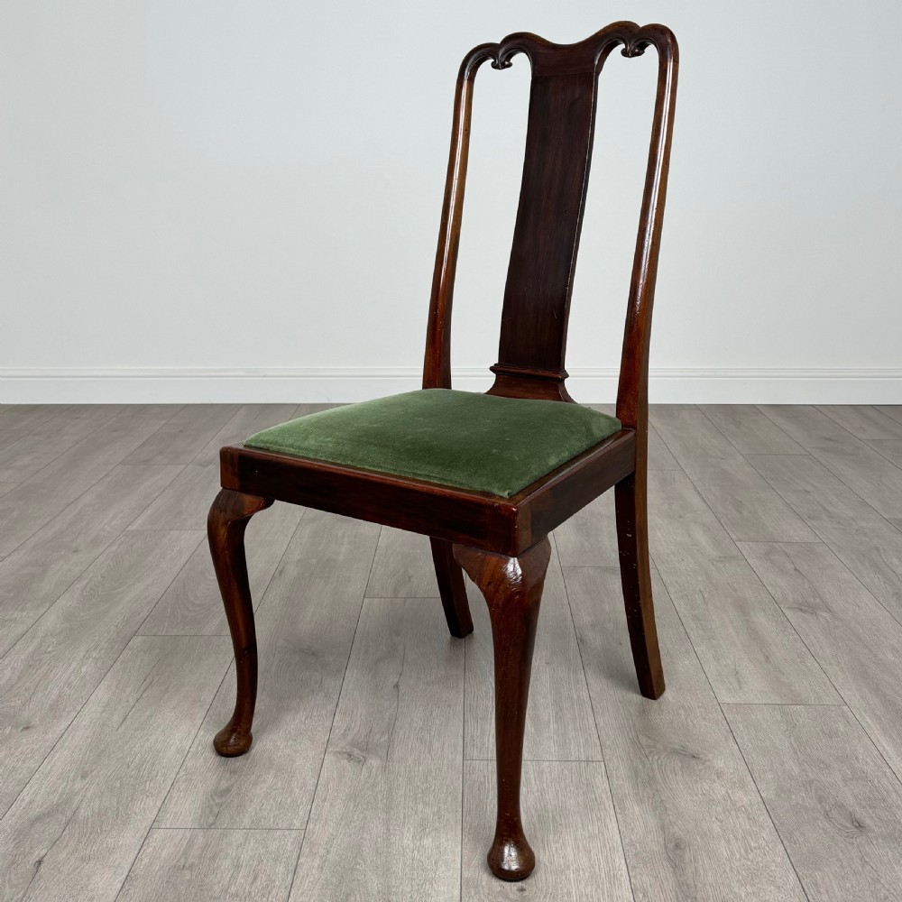  Antique 20th Century Set Of 6 Queen Anne Style Dining Chairs View V