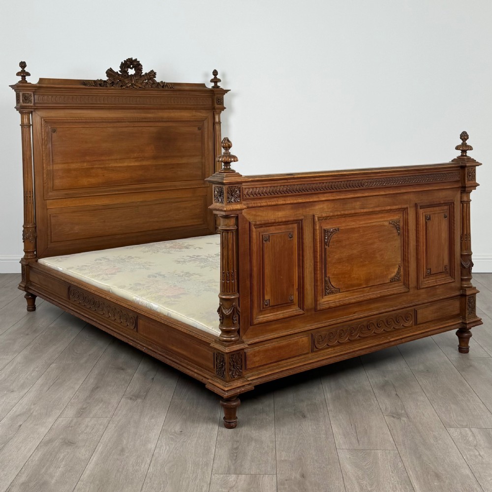 Antique 19th Century French Double Bed In Walnut  View II