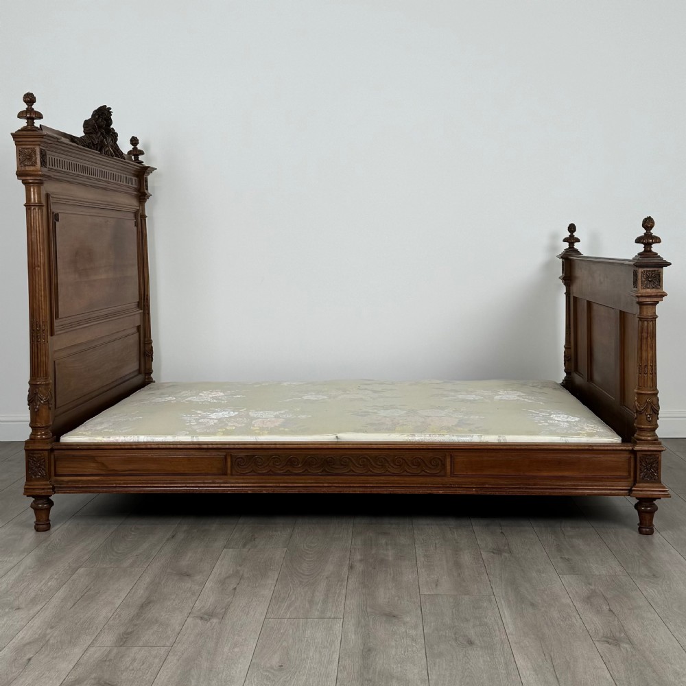Antique 19th Century French Double Bed In Walnut  View III
