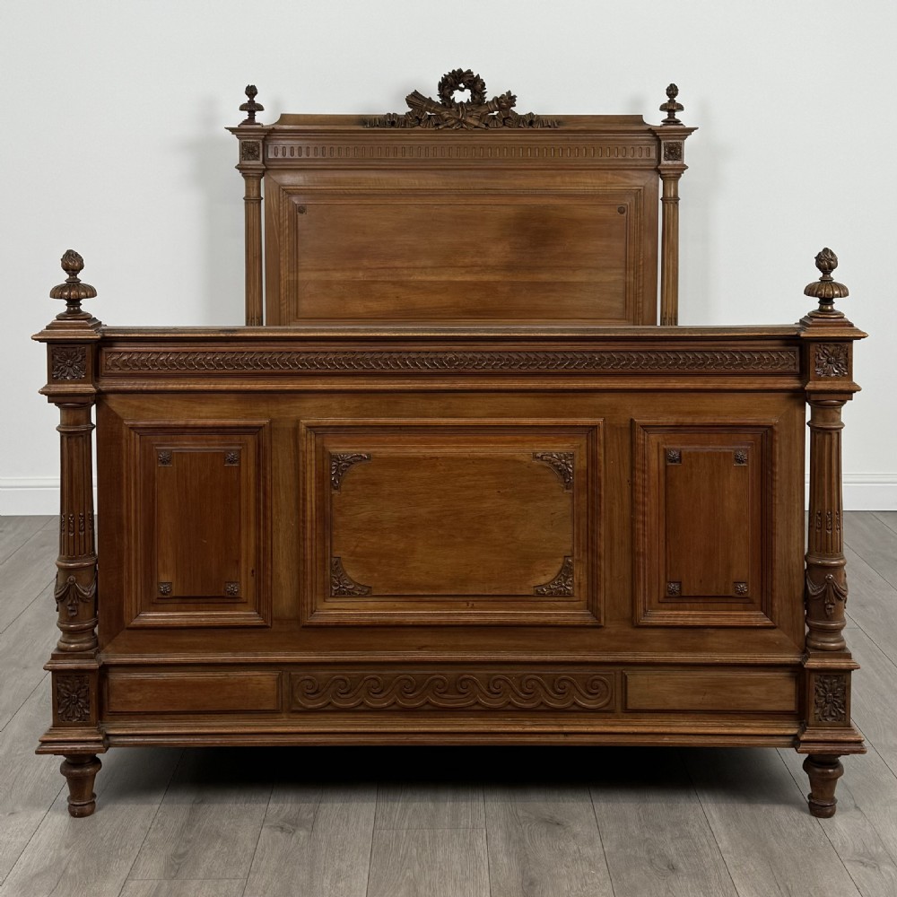 Antique 19th Century French Double Bed In Walnut  View IV