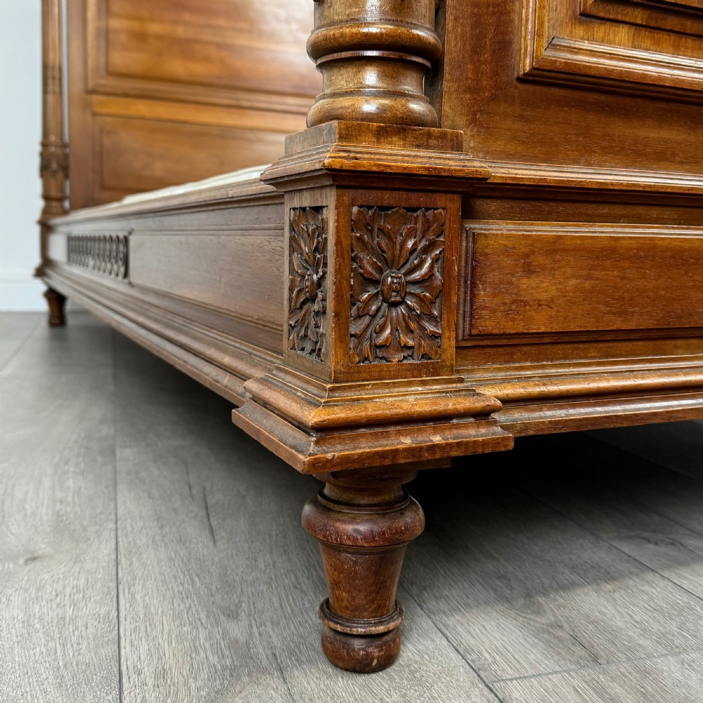 Antique 19th Century French Double Bed In Walnut  View VI