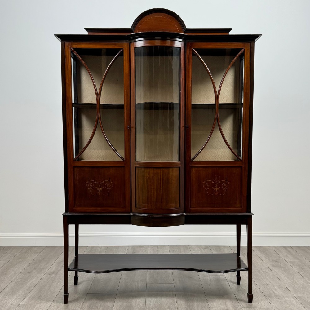  Antique 20th Century Glazed Display Cabinet In Mahogany 