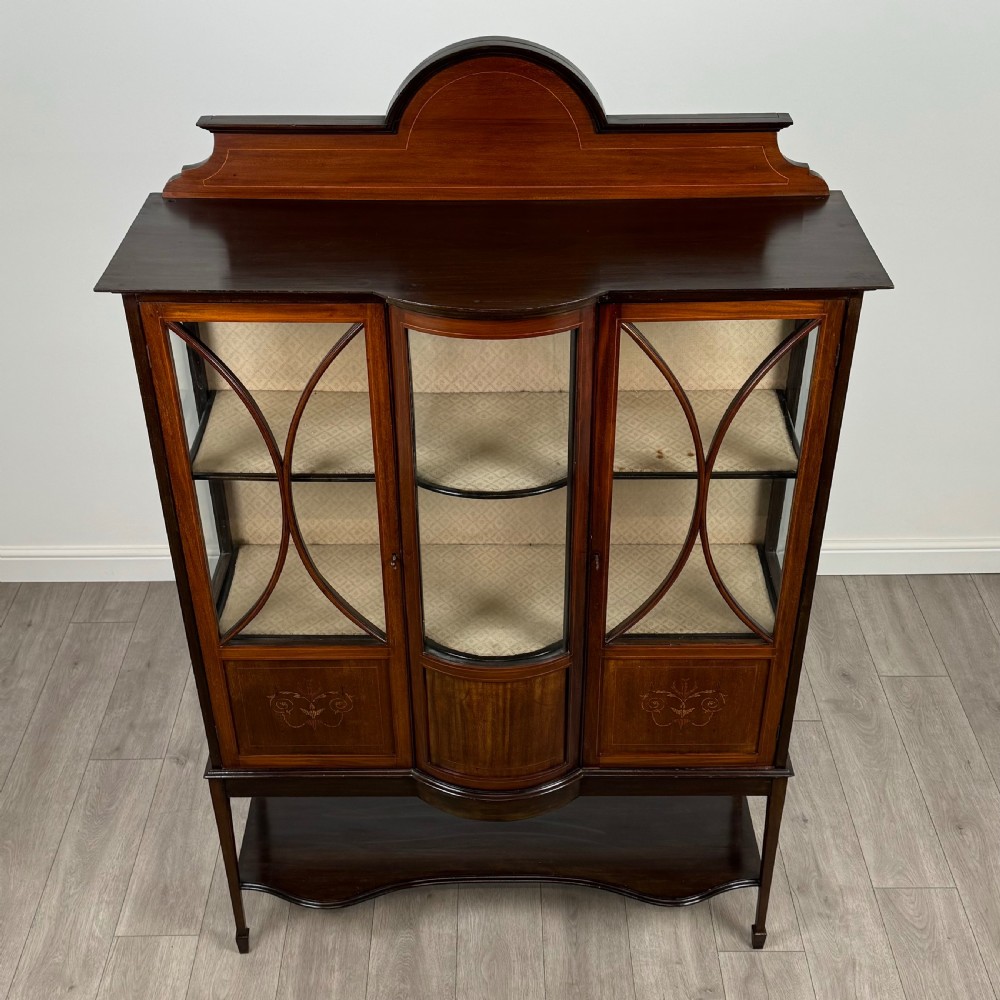  Antique 20th Century Glazed Display Cabinet In Mahogany  View X