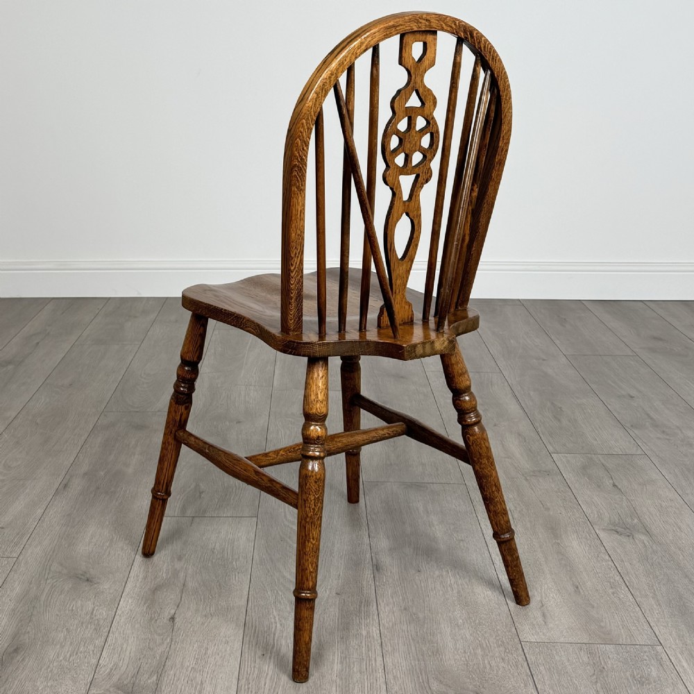 Antique 20th Century Set Of 6 Oak Wheelback Dining Chair’s  View VI