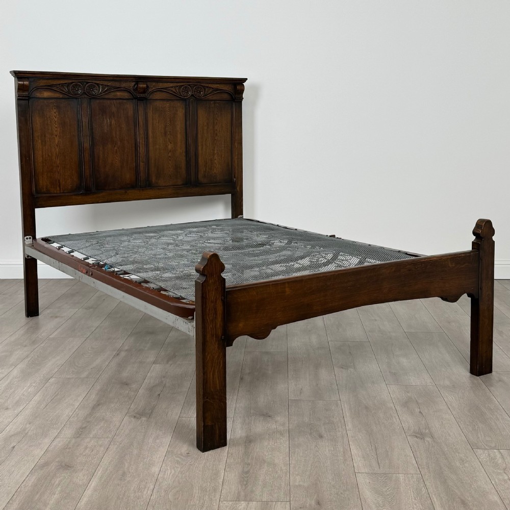  Antique 20th Century Good Quality Double Bed In Oak  View II