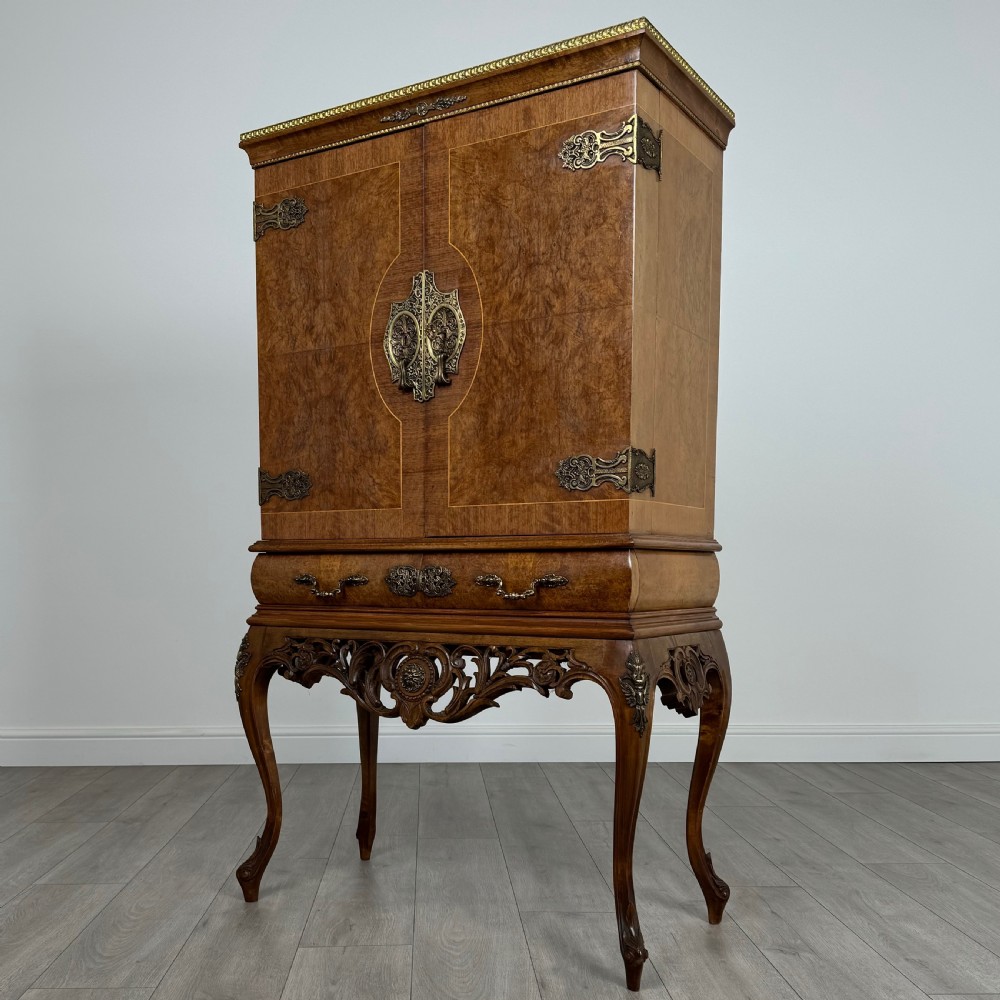Antique 20th Century Fine Quality Burr Walnut Drinks Cabinet  View III