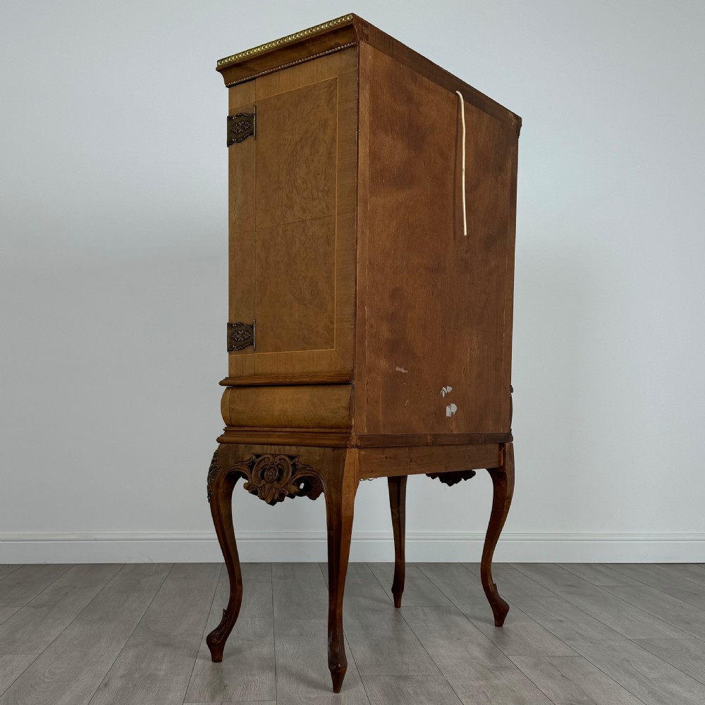 Antique 20th Century Fine Quality Burr Walnut Drinks Cabinet  View V