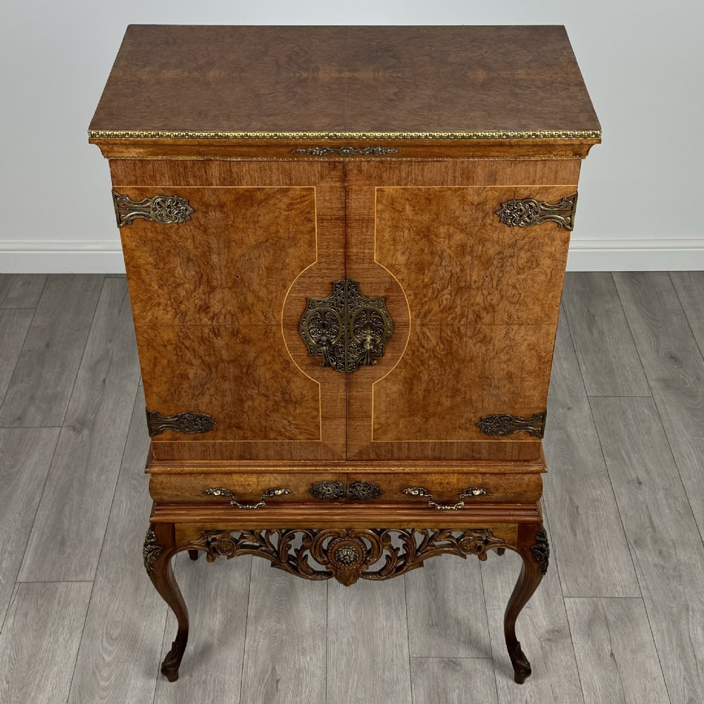 Antique 20th Century Fine Quality Burr Walnut Drinks Cabinet  View X