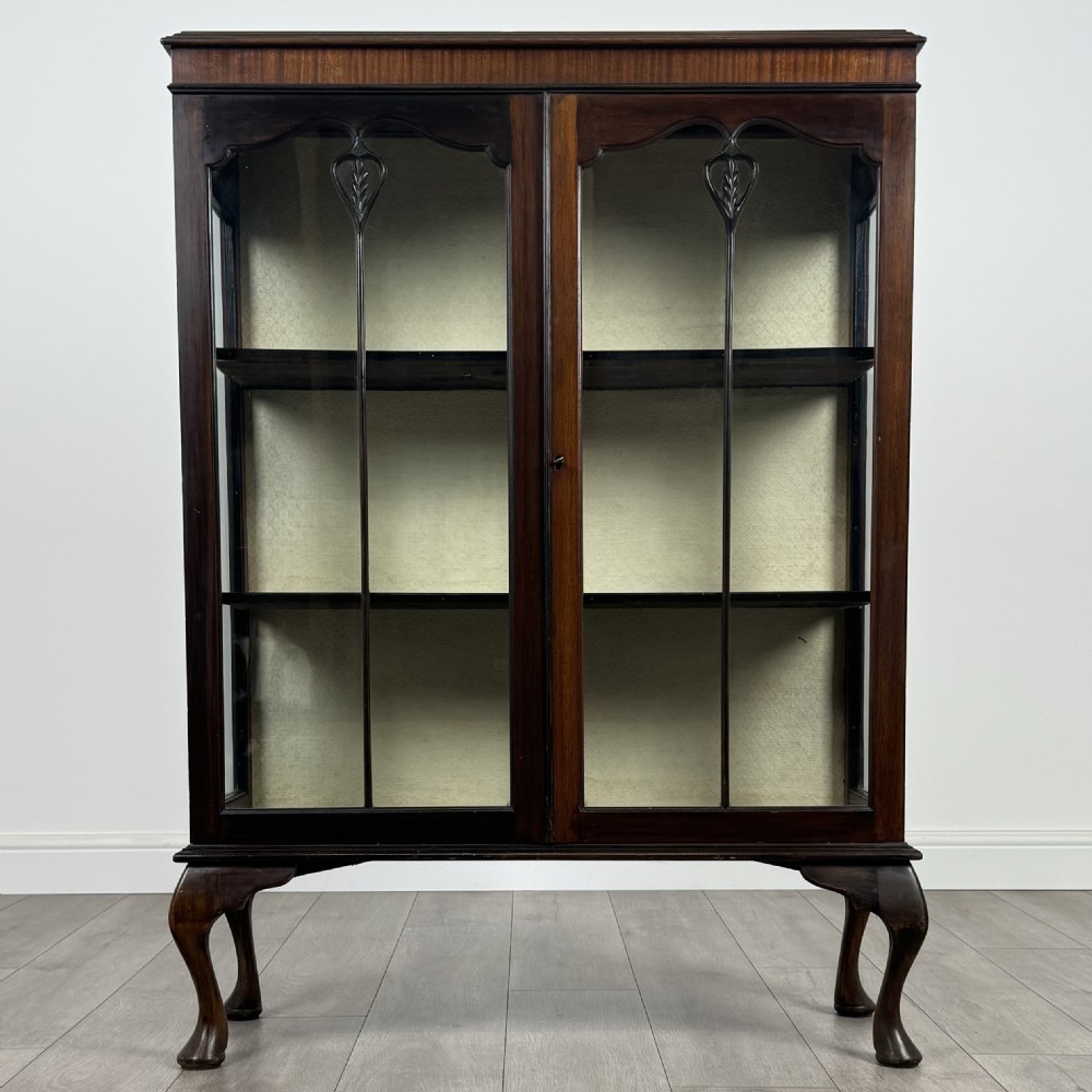 Antique 20th Century Glazed Display Cabinet In Mahogany 