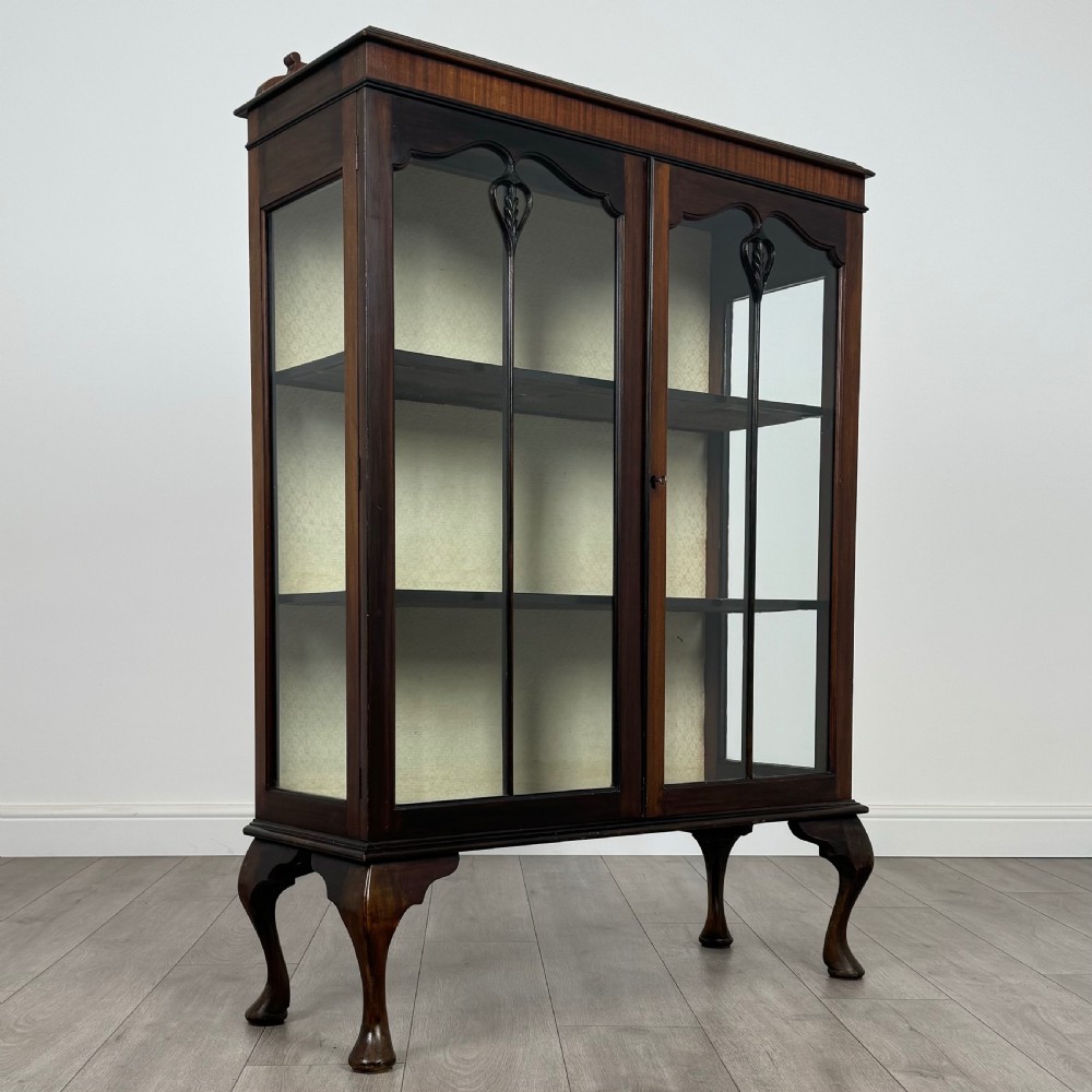 Antique 20th Century Glazed Display Cabinet In Mahogany  View IX