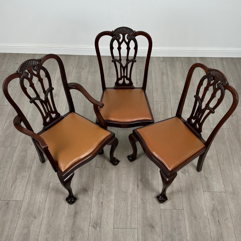  Antique 20th Century Set Of 6 Chippendale Style Dining Chairs View VIII