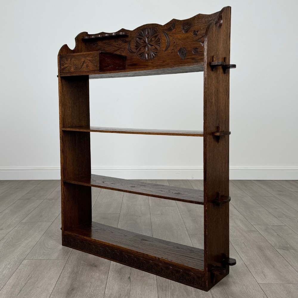  Antique 20th Century Small Art Nouveau Style Bookcase In Oak  View II